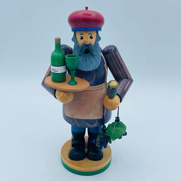 VTG Merck’s Family Old World Christmas Incense Holder Man Serving Wine German - Picture 1 of 11